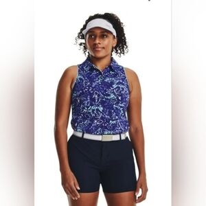 under‎ armour iso chill polo Tank Top Women's Size Xl, Blue Purple Tropical Golf